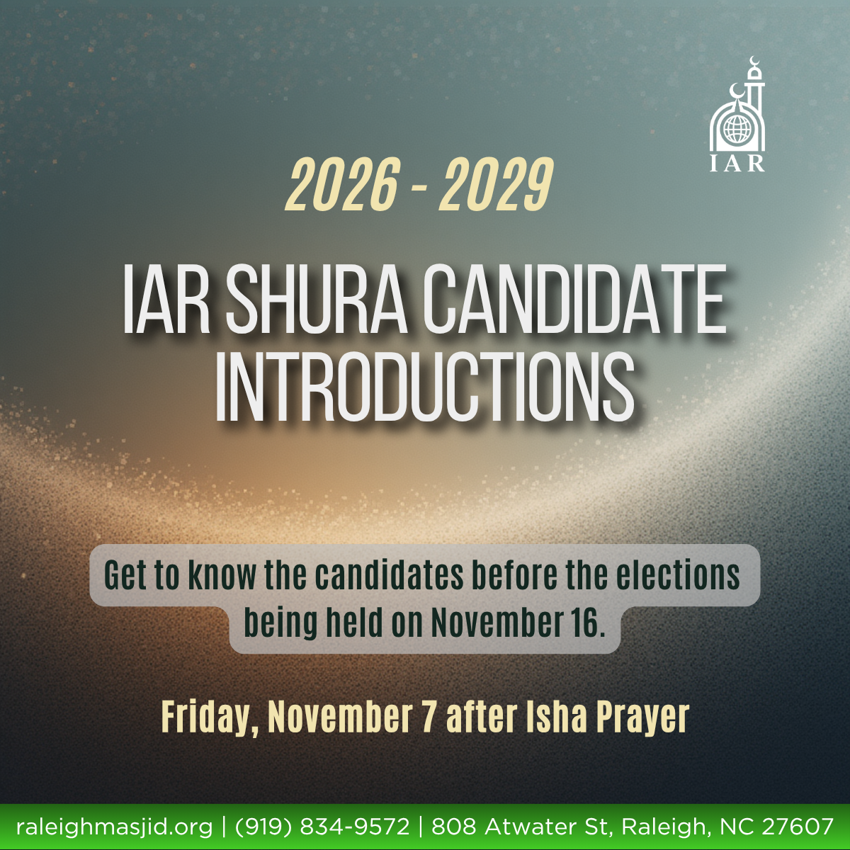 IAR Shura Elections to be Held on November 16