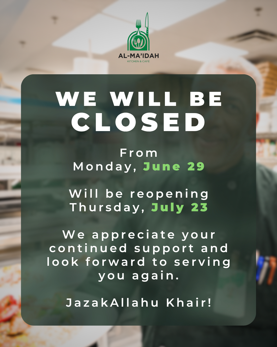 Al-Ma’idah Summer Hours